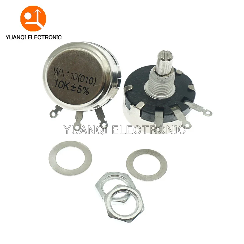 

2pcs WX110 (010) 6mm Round Metal Shaft Single Turn Wire resistor Wound Potentiometer 1k 2.2k 3.3k 4.7K 5.6k 6.8k 10k 22k ohm