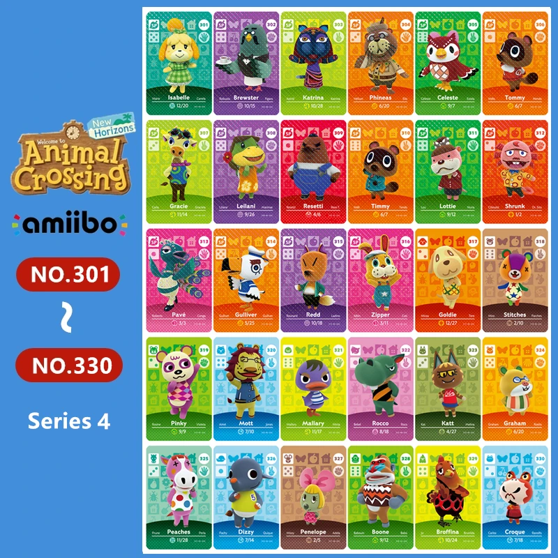 

Animal Croxxing NO.301~330 NFC Card New Horizons Series 4 For NS Switch 3DS Card Ntag215 Hot Villager