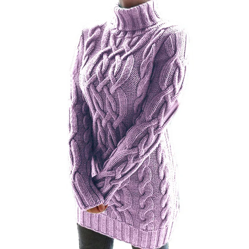 

femme women automne Long sleeve hiver winter turtleneck sweater dress pulls pollover Autumn knitted twist sweater dress Long sle