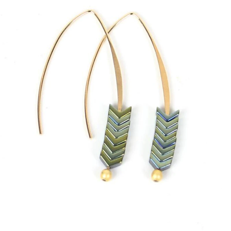 Женские винтажные серьги из натурального рок жеребец длинные Крючки с золотыми