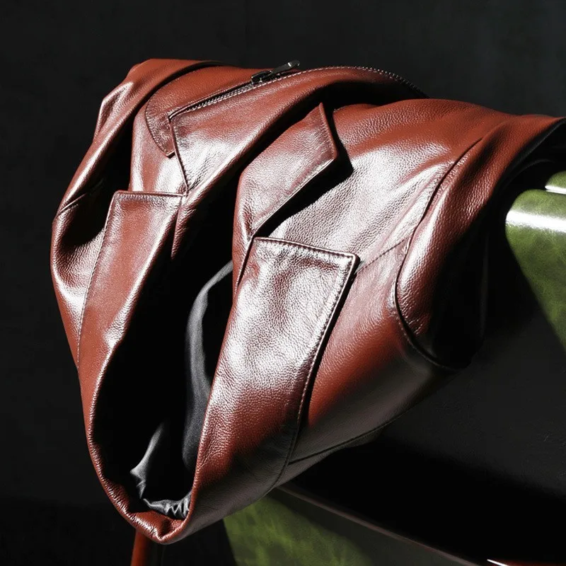 Куртка мужская из натуральной воловьей кожи брендовая винтажная дизайнерская