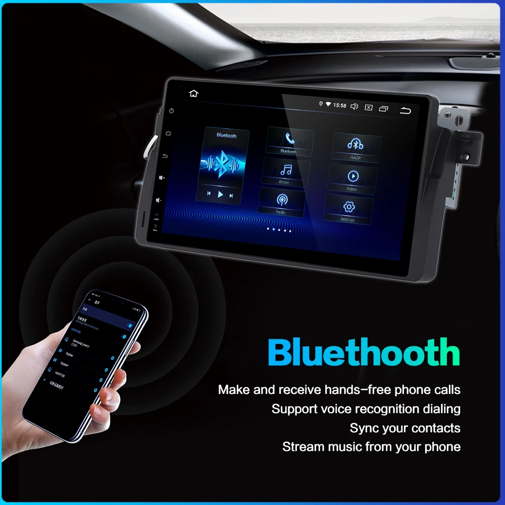 Автомагнитола на Android 10 для BMW E46 M3 318i 320i 325i мультимедиа 2001 2002 2003 с сенсорным