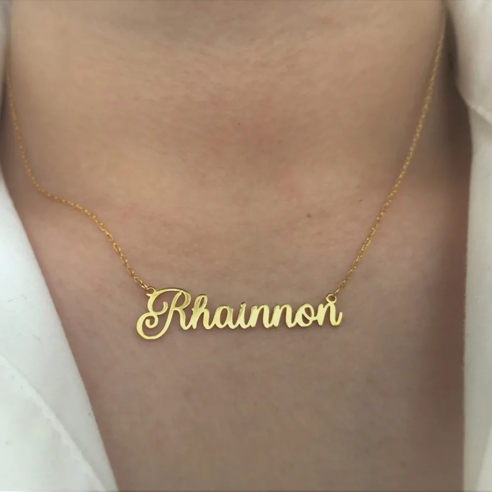 Custom Name Necklace Stainless Steel Gold Choker Personalized Name Nameplate Pendant Necklace Jewelry For Women Gifts
