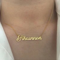 custom name necklace stainless steel gold choker personalized name nameplate pendant necklace jewelry for women gifts
