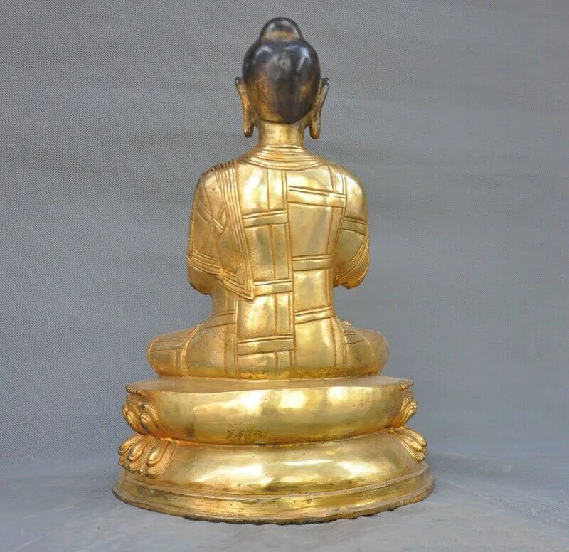 

wedding decoration 12"Old Tibet Buddhism bronze Gilt Sakyamuni Shakyamuni Shakya Mani Buddha statue