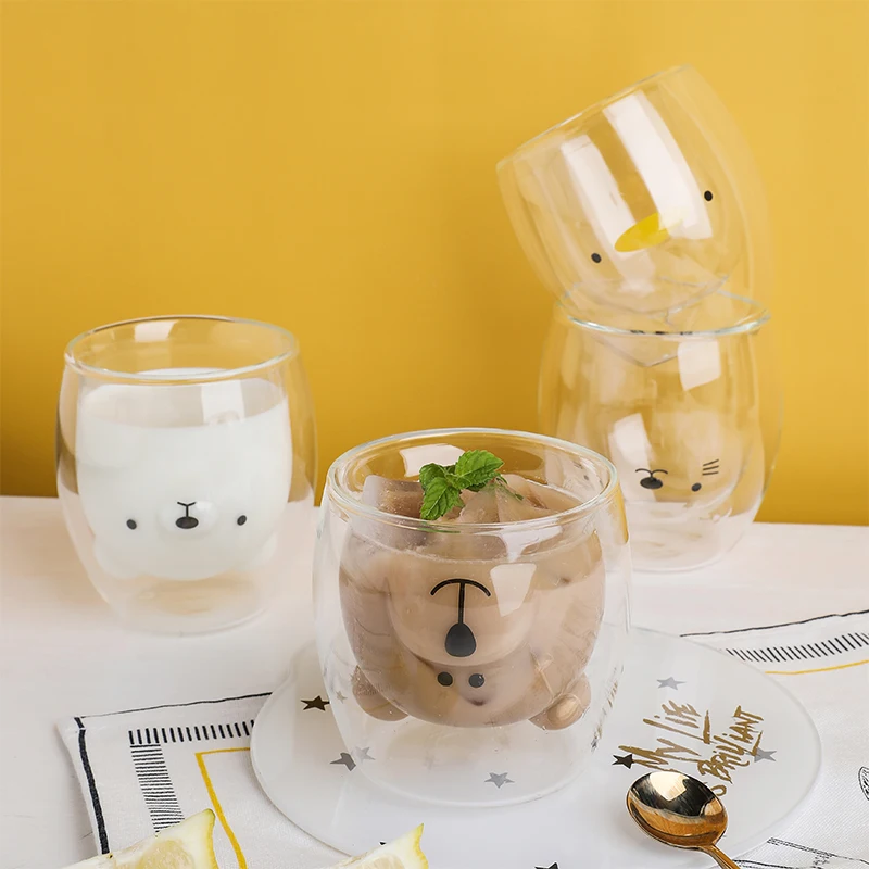 Креативная двухслойная кофейная кружка с милым медведем мультяшное детское