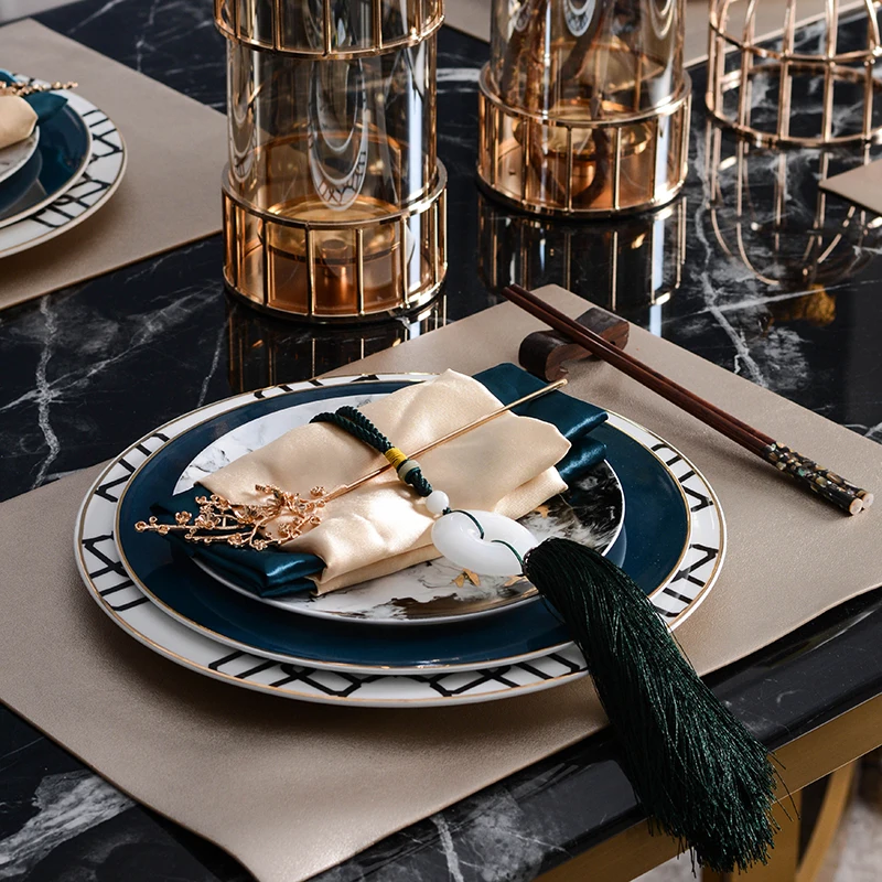 Китайский чернильный золотой узор птица Ресторан Стейк блюдо тарелки набор