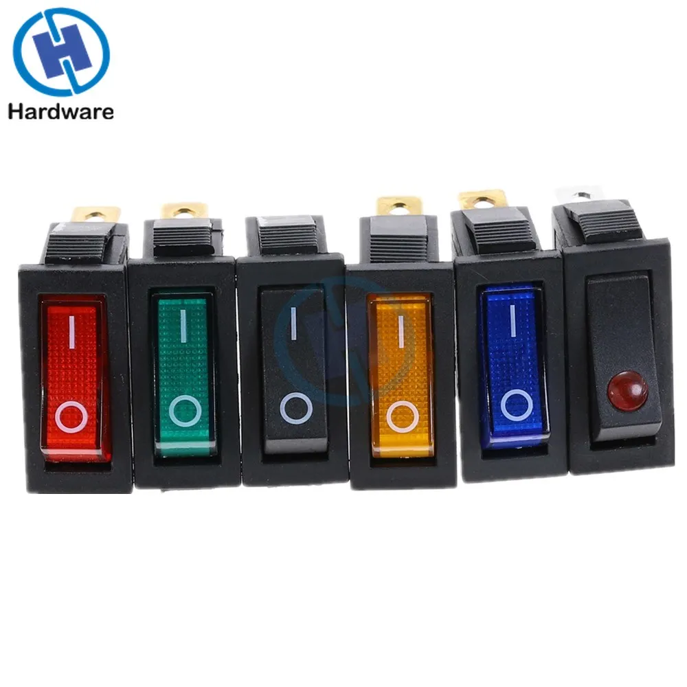 KCD3 220V ON/OFF кулисный переключатель SPST однополюсный 2 Позиции 20A 125VAC светодиодный