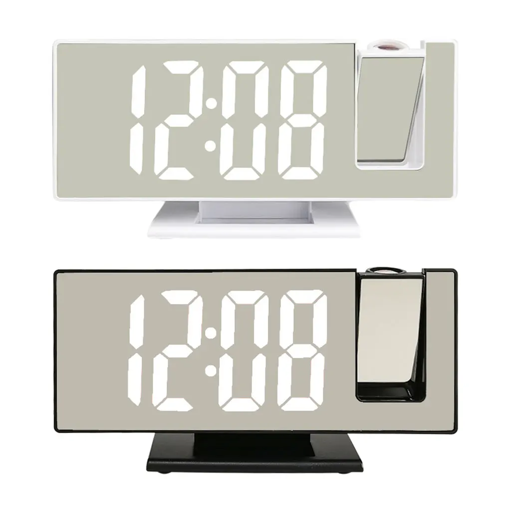 

LED Digital Alarm Clock USB Rechargeable Dimmable Projector for Bedside Bedroom Office Living Room