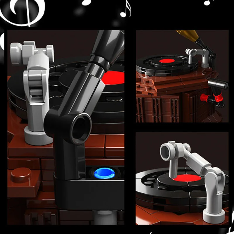 

HT92051 Classic Phonograph 682 PCS Building Blocks Assembled Bricks Sets Collection Series Birthday Gifts Kids Friends Parents