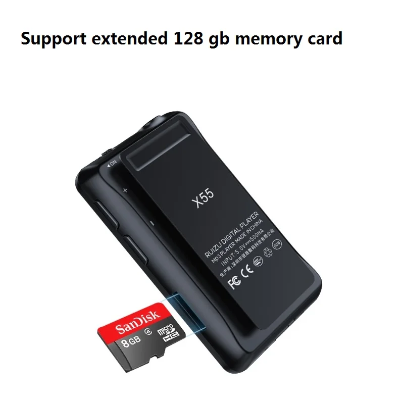 Новинка! портативный мини MP3-плеер RUIZU X55 с Bluetooth и клипсой, спортивный музыкальный плеер с поддержкой FM, записи, электронной книги, видео, шагомера