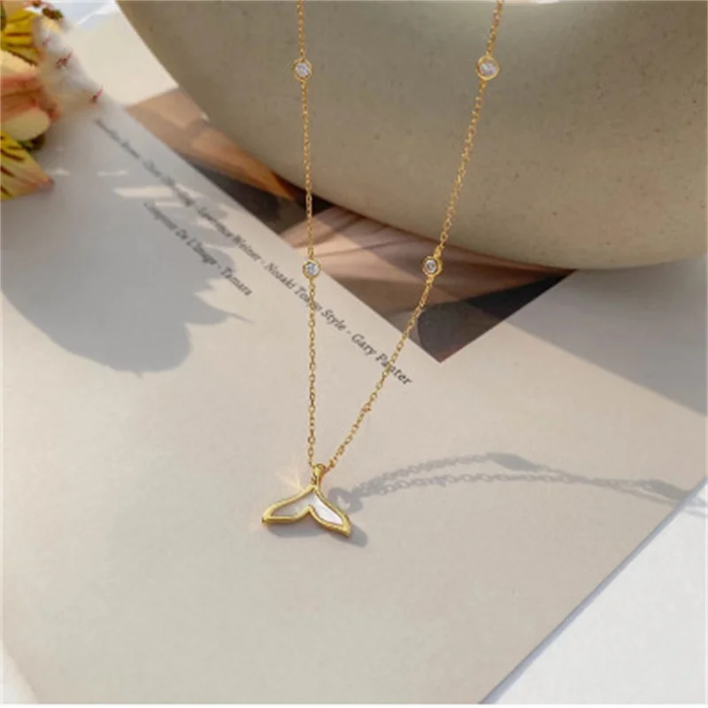 

2021 New Exquisite Fishtail Short Necklace For Woman Girl's Sexy Luxury Clavicle Chain Korean Fashion Gothic Jewelry Wholesale