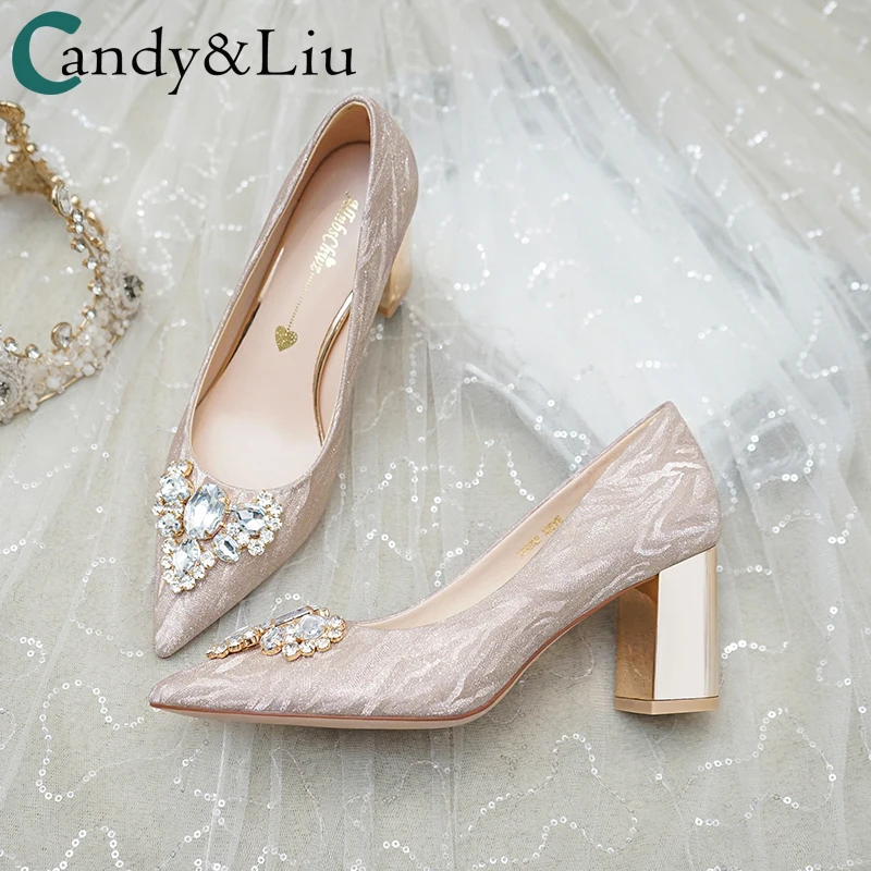 

Wedding Shoes Summer Women's Wedding Dress 2021 New Thick-heeled Bride Shoes Pregnant Women Can Wear No Tired Feet Every Day