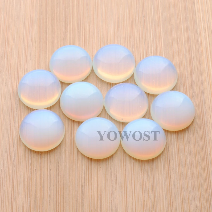 Натуральный белый опал драгоценный камень круглый кабошон без отверстия