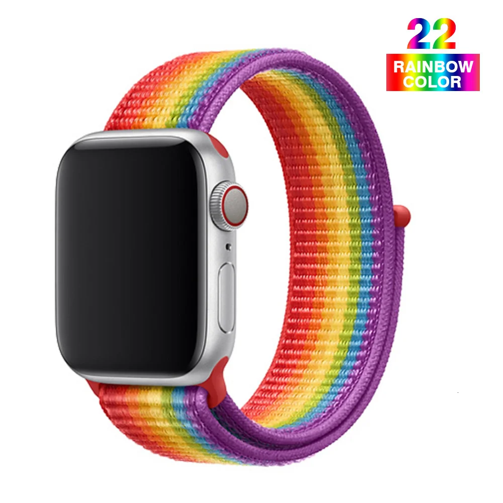 Спортивный ремешок для Apple Watch 42 мм 38 мм ремешок для часов 4 44 мм 40 мм Iwatch Серия 3 2 1 нейлоновый браслет дышащие аксессуары - Цвет ремешка: Rainbow color