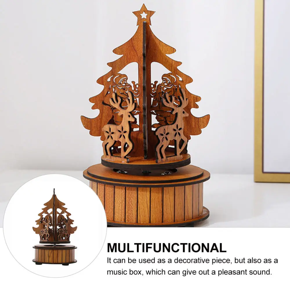 

1pc Christmas Box Creative Wooden Melody Box Holiday Desktop Decoration