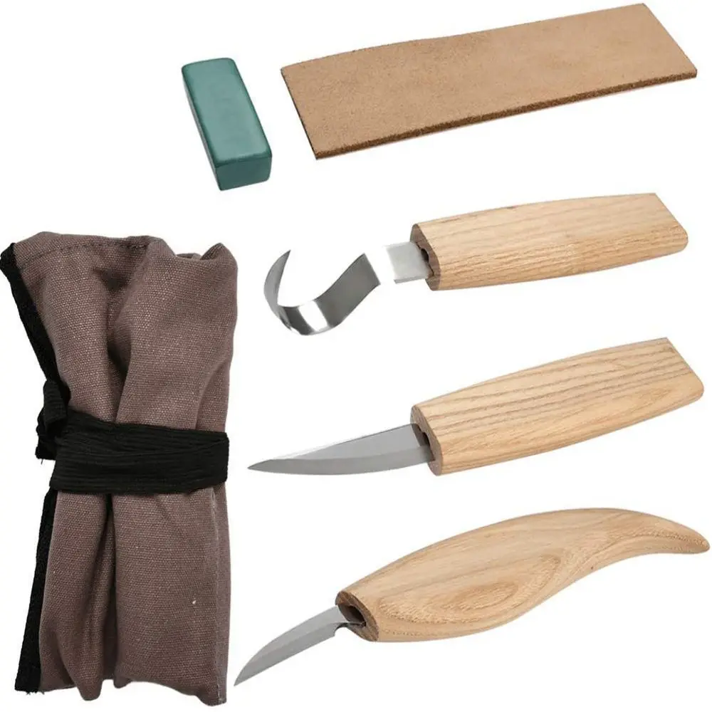 

5pcs Wood Carving Knife Chisel Woodworking Cutter Hand Tool Set Peeling Woodcarving Sculptural Spoon Carving Cutter