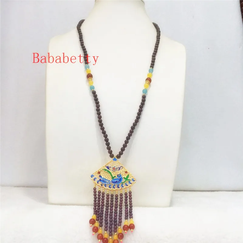 Ожерелье ручной вязки из натурального винного Красного камня цепочка для