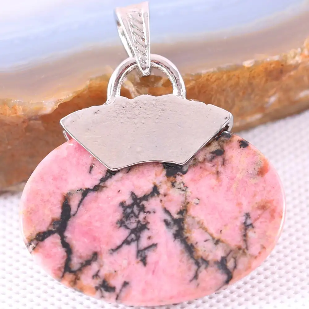 Овальная подвеска 40x40 мм натуральный драгоценный камень бусина кабошон розовый