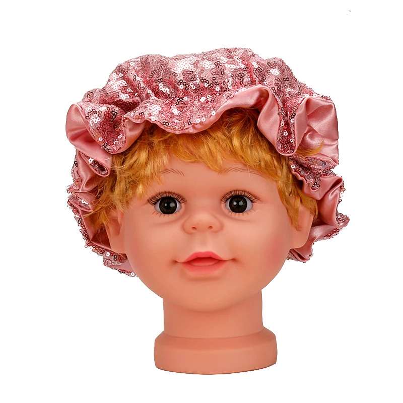 Мама/Дети 2 слоя блесток ткань Череп Шапочки шапка волос блестящая фольга капот