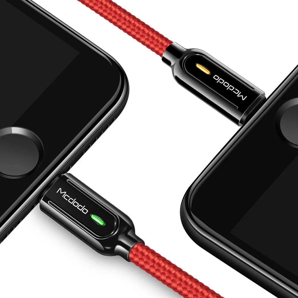 10 шт./лот Mcdodo USB кабель для iPhone X Xs Max XR 2.4A Быстрая зарядка USB зарядное устройство кабель для передачи данных автоматическое отключение USB зарядное устройство светодиодный шнур - Цвет: iPhone Red