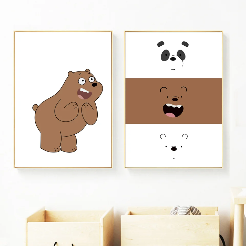 HD принты современные картины с мультяшным медведем домашняя Настенная картина в