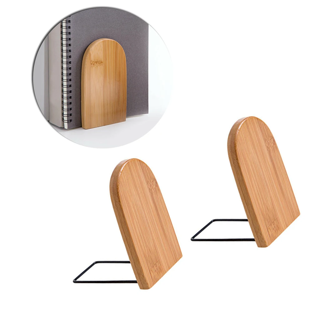 

1 Pair Simple Wooden Book Holder Desk Organizer Bookshelf Office Accessories Book Storage Stand Household Tools