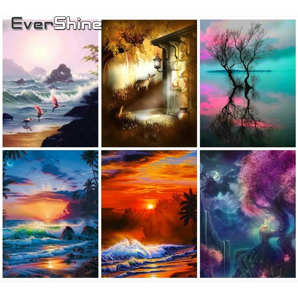 Evershine Diamond Painting Scenery 5D DIY Full Square Embroidery Seaside Landscape Pictures Of Rhinestones Home Decor|Алмазная мозаика