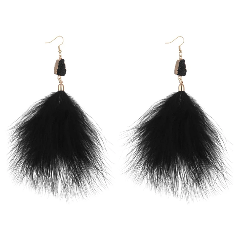 Женские серьги с перьями большие висячие модные летние эффектные украшения |