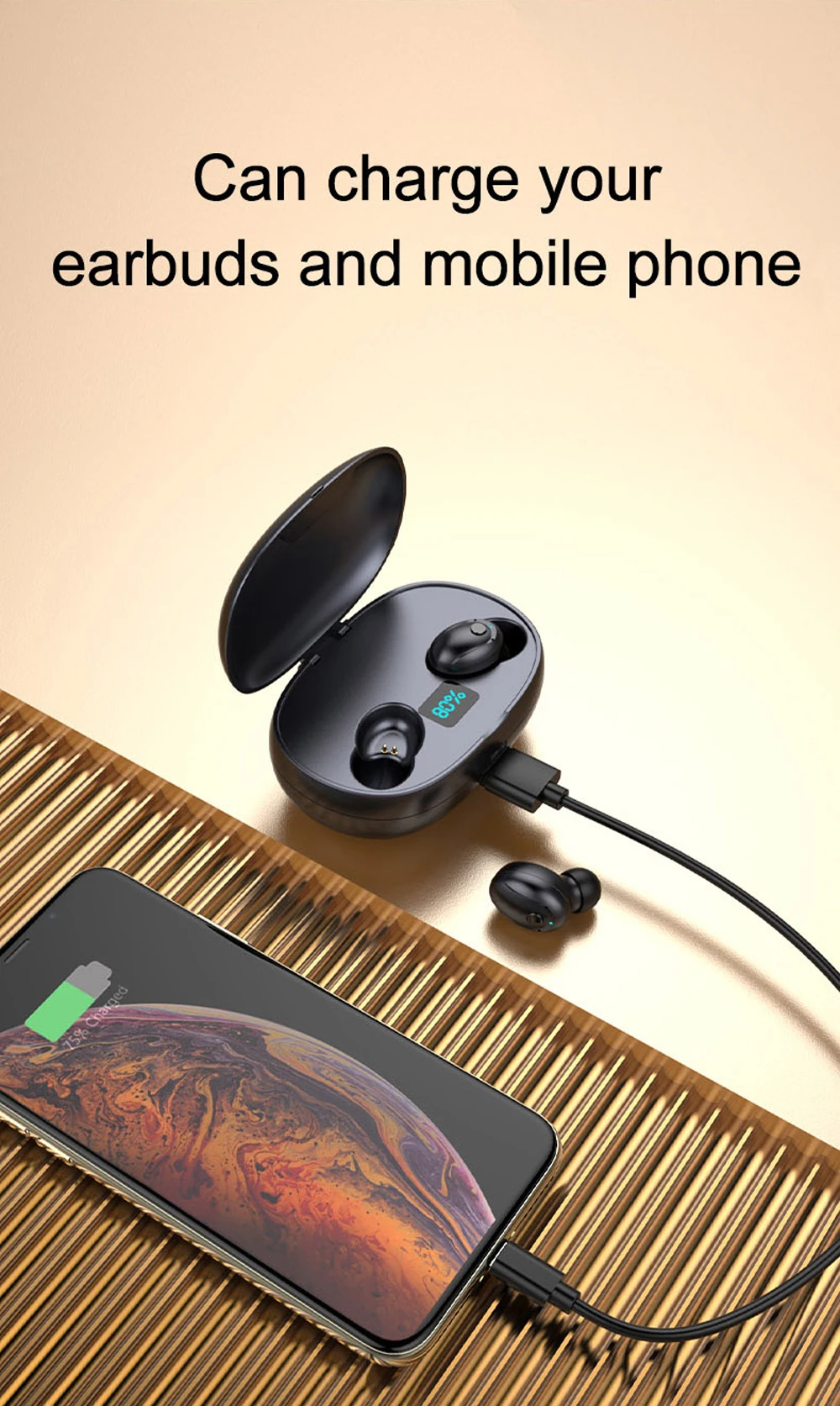 TWS V5.0 T5S Bluetooth наушники 3D стерео беспроводные наушники с микрофоном 2200 мАч Внешний аккумулятор гарнитура с микрофоном Спорт