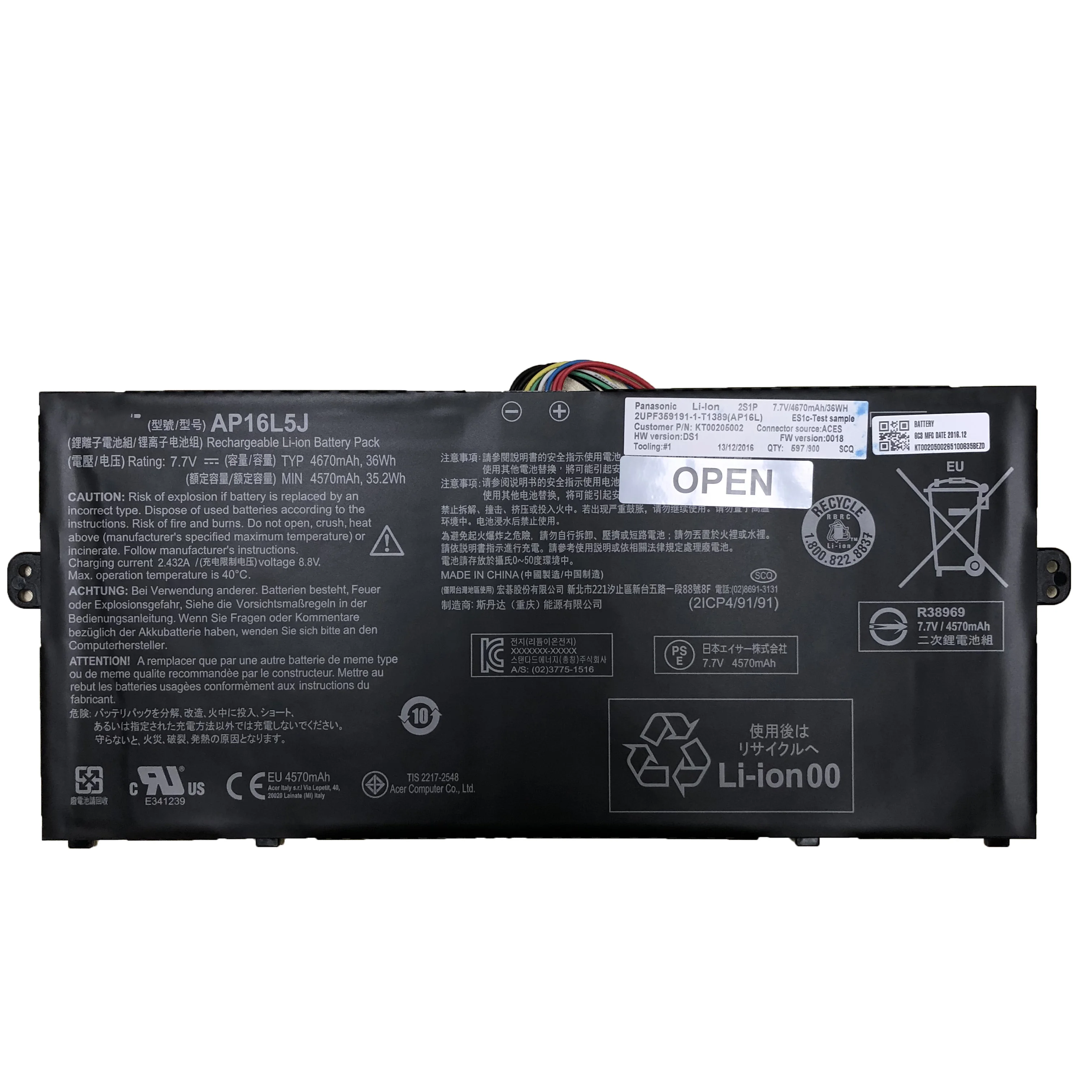 7,7 V 36Wh 4670 мА/ч, AP16L5J AP16L5J Батарея для acer Aspire Swift 5 SF514-52T спин 1 SP111-32N 2ICP4/91/91