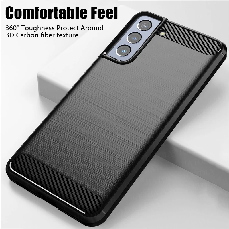 for samsung galaxy s21 fe case shockproof bumper carbon fiber soft silicone tpu slim phone cover note 20 ultra s20 s21 plus case free global shipping