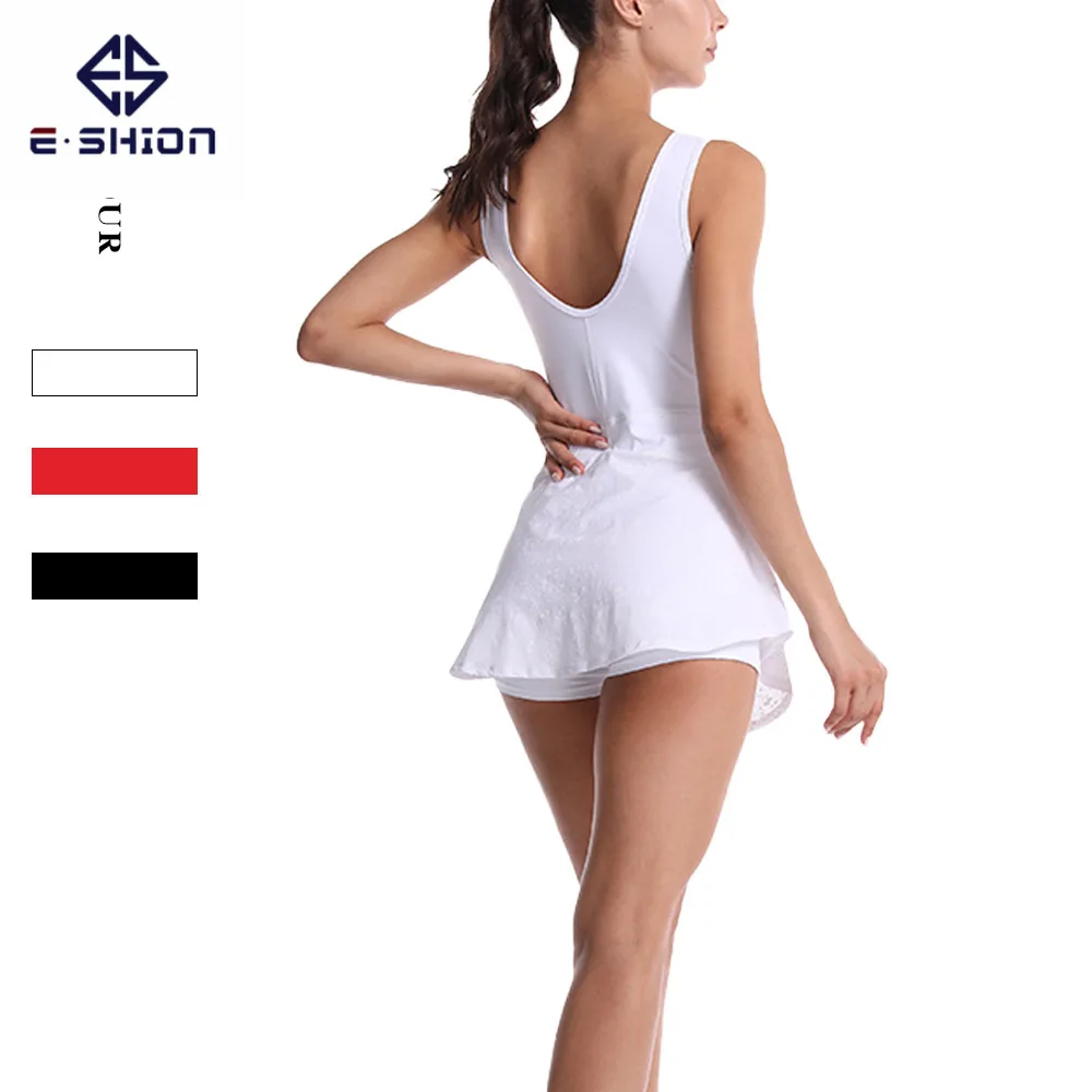 

Летнее спортивное платье для тенниса, женский сексуальный слитный комплект для йоги с U-образной спиной, дышащий Быстросохнущий эластичный ...