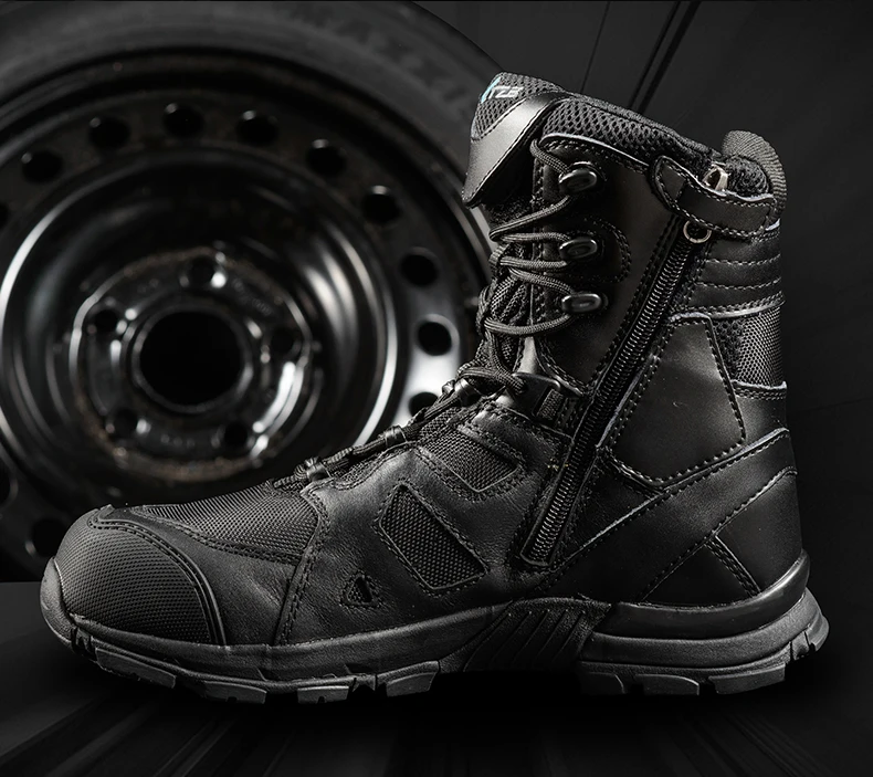 High Tube Leather Mesh Breathable Antiskid Military Combat Tactical Boots Outdoor Sports Training Climbing Desert Hiking Shoes