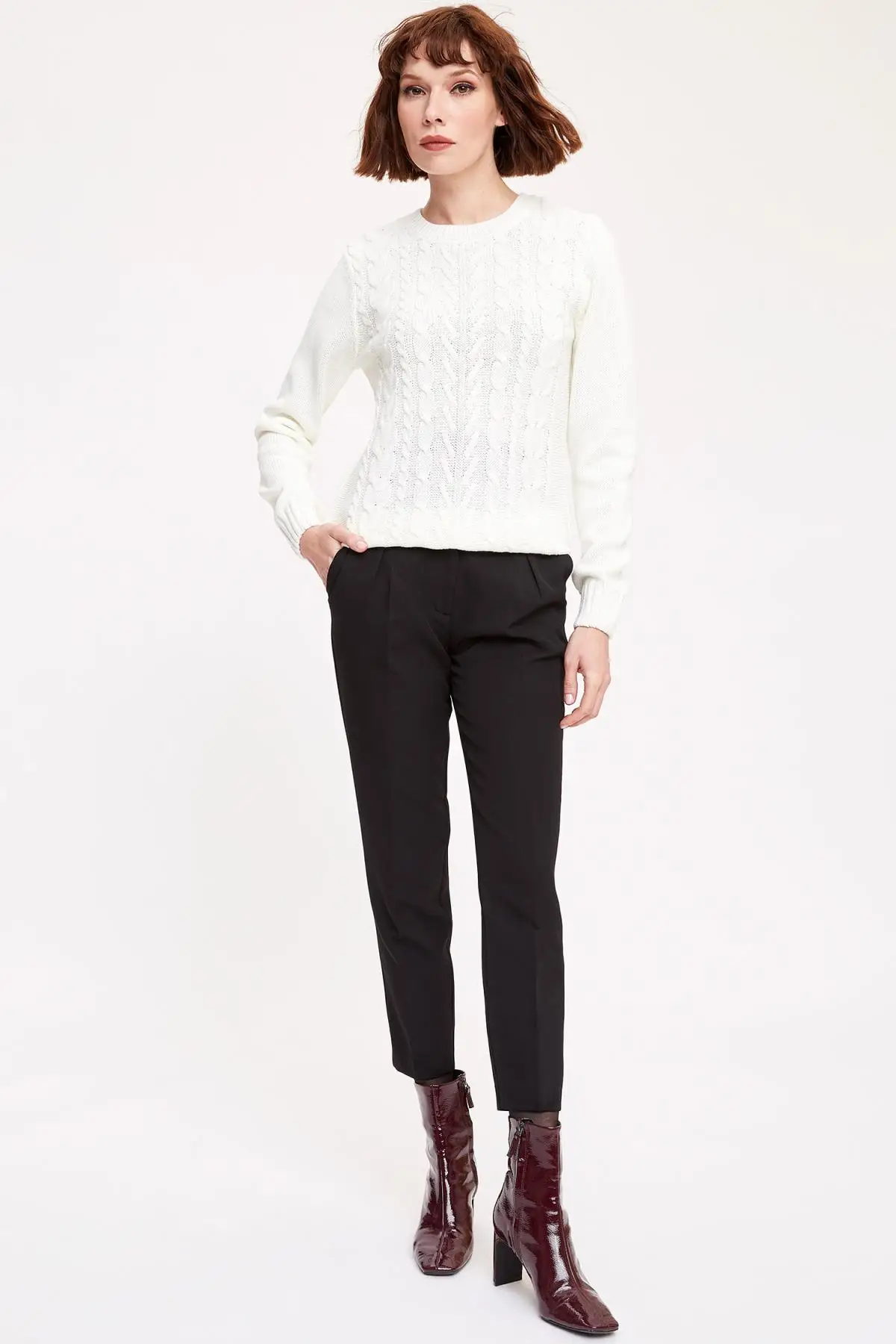 DeFacto зимняя женская пуловер трикотажный джемпер свободного покроя мода новый