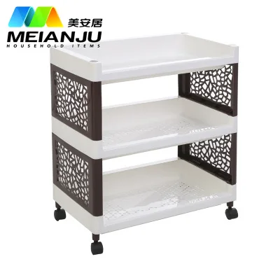 L-Brown 3 Layers Простые держатели для хранения, стеллажи с колесами, ванная комната, полотенце, косметическая стойка, гостиная, ночной стол, кухонная полка для хранения, 2-5 слоев - Цвет: L-Brown 3 Layers