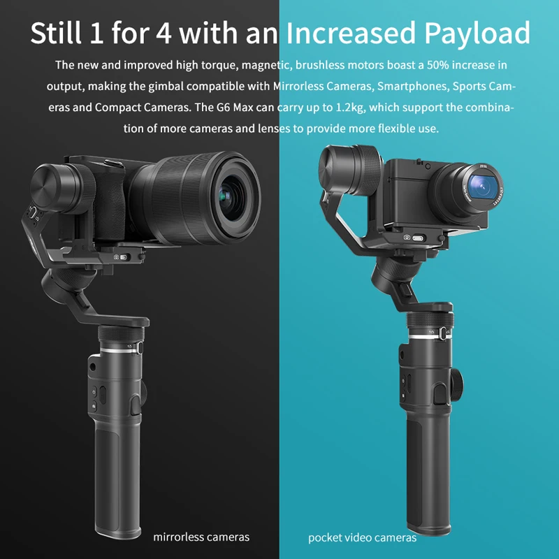 

FeiyuTech G6 Max Handheld Gimbal For iphone Huawei Smartphone Phone GoPro Stabilizer for Sport Pocket Camera Mirrorless Camera