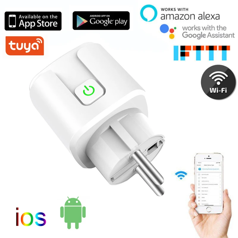 

16A EU Smart Power Plug With Power Monitor Home Timing Wifi Wireless Socket Outlet Works With Alexa Google Home Tuya Smart Life