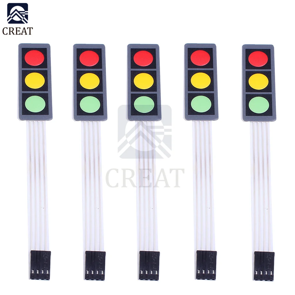 5PCS 1x3 1*3 Matrix Array Membrane Switch Keypad 3 Keys RGB Red Green Yellow Keyboard Keys Display Switch Control Panel For DIY