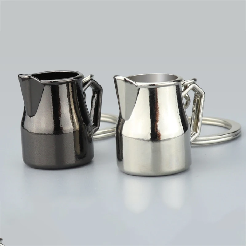 Creative Barista Coffee Tamper Keychain Coffee Machine Handle Moka Pitcher Keyring Portable Coffeeware Espresso Accessories Gift