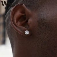 wholegem european sparkling zircon stud earrings for men hip hop punk style fashion women statement jewelry