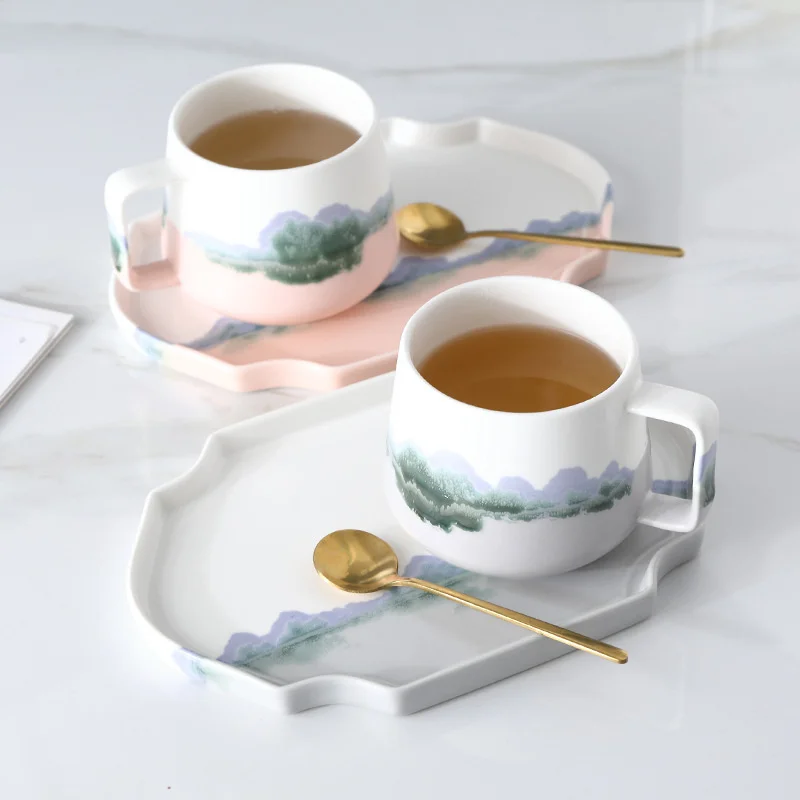 

Набор креативных кофейных чашек, кружка для завтрака, чашка для послеобеденного чая, блюдо для закусок, керамическая кофейная чашка, блюдо L1