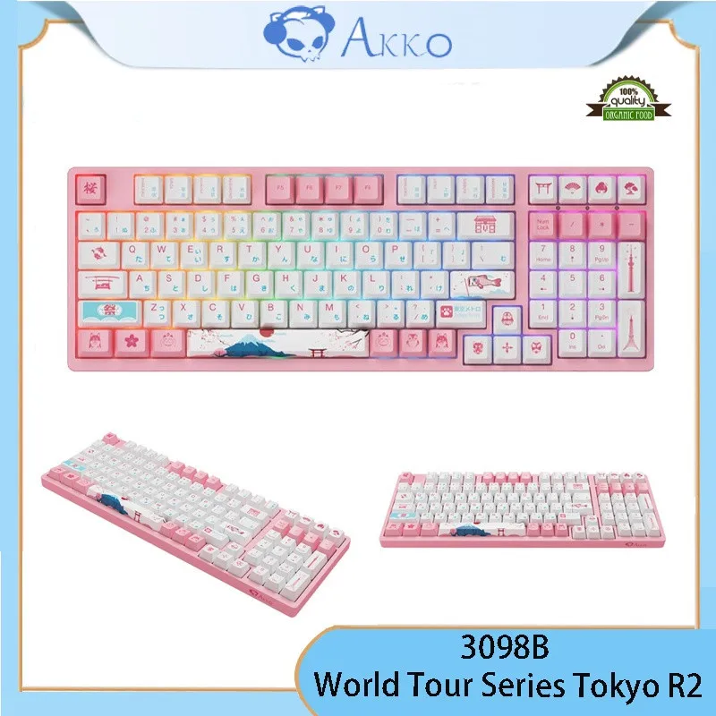 

AKKO 3098B World Tour Series Tokyo R2 mechanical keyboard three mode hot plug RGB 98 key AKKO CS switch Free Shipping