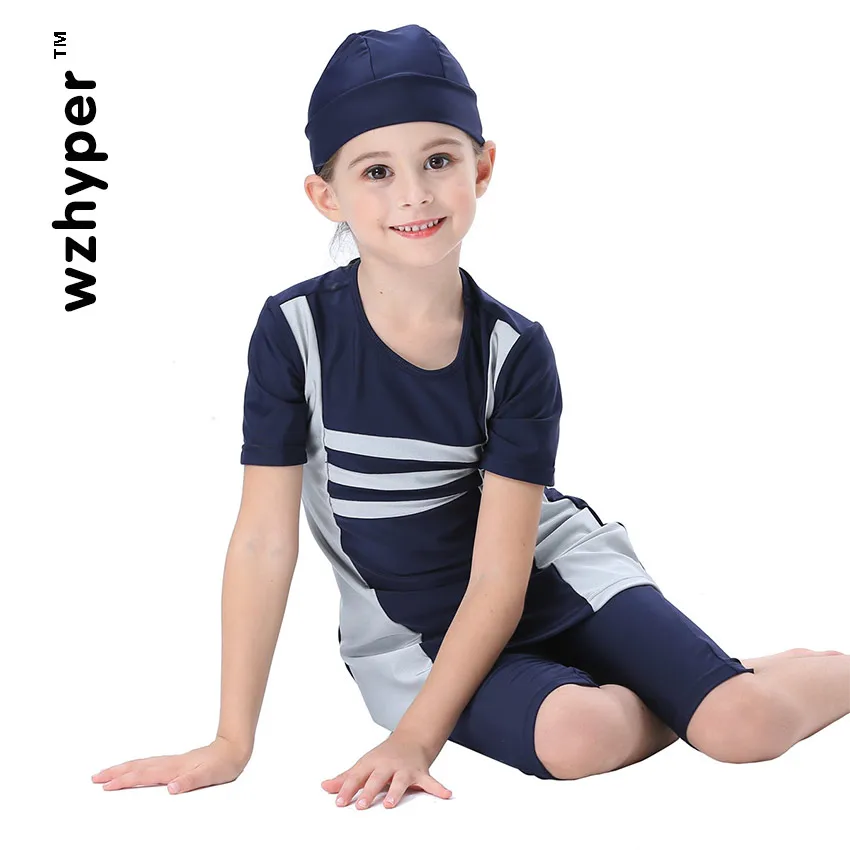 Мусульманские купальные костюмы для девочек Детские Слитные купальники с