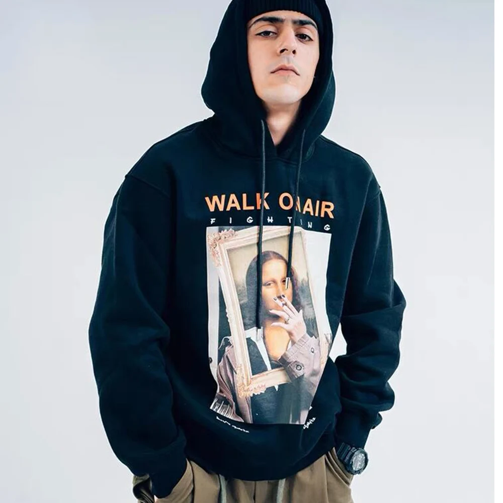 Забавные мужские флисовые толстовки LACIBLE с принтом Моны Лизы уличная одежда