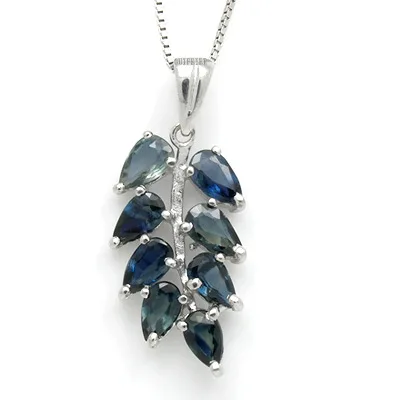 

CoLife Jewelry Fashion Silver Leaf Pendant for Daily Wear 3mm*5mm Natural Sapphire Pendant 925 Silver Sapphire Jewelry