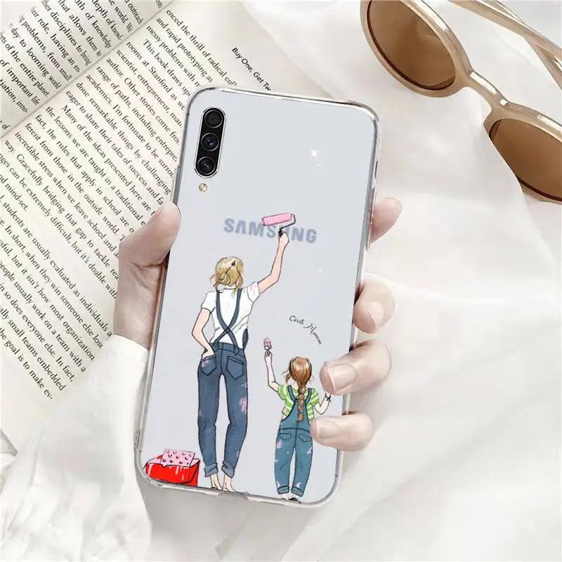 

girl Queen Mom and baby Phone Case Transparent Clear For Samsung Galaxy A71 A21s S8 S9 S10 plus note 20 ultra