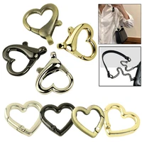 4pcs zinc alloy plated gate spring heart shape ring buckles clips carabiner handbags round push trigger snap hooks carabiner