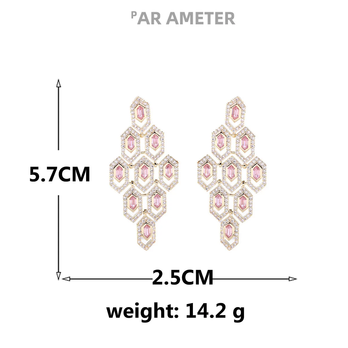 

2021 New High Quality Pink Square Earrings S925 Silver Needle Fashion Jewelry Luxury Zircon Exaggerated Women's Earrings