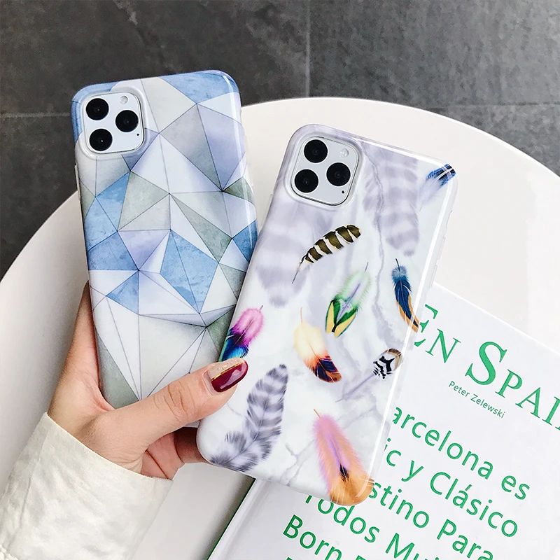 

Soft TPU Case For iPhone 11 Pro Case Feather Design Cover For iPhone 6s 7 8 Plus XS Max 11 Pro Max Shockproof Coque Bumper Cover
